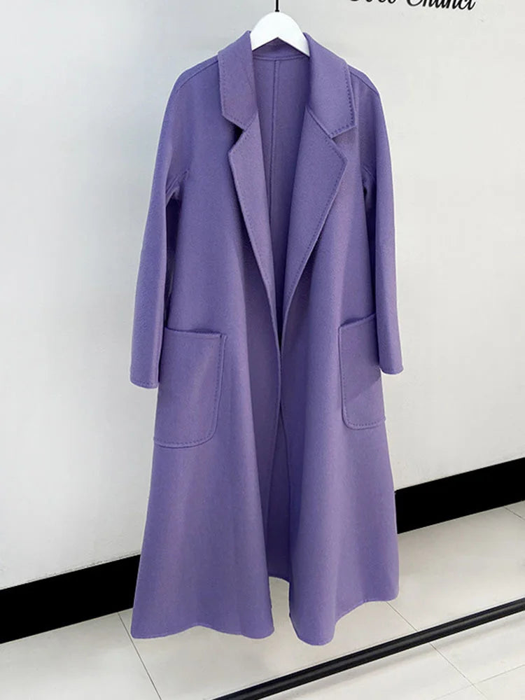 Purple winter wool coat