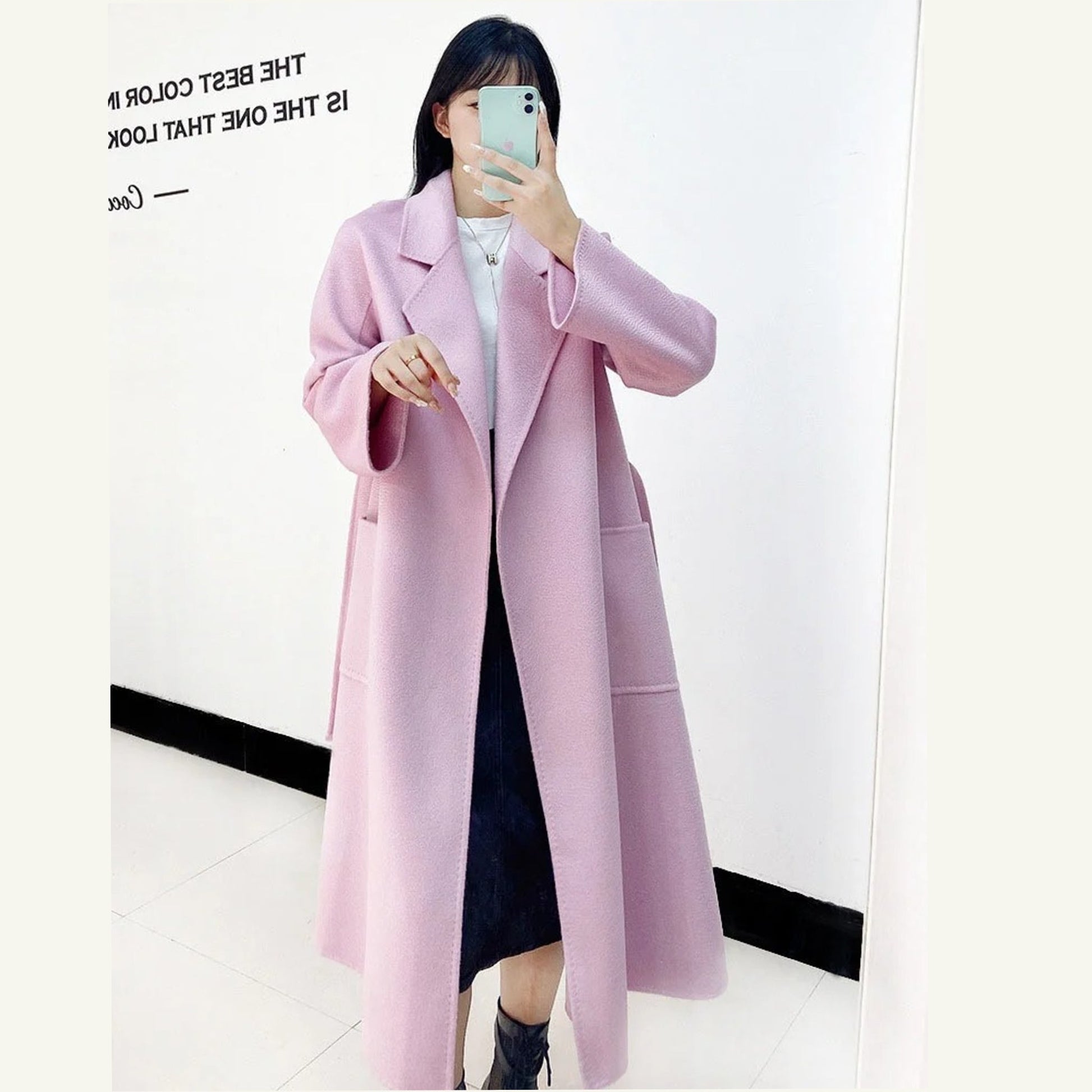 pink wool coat