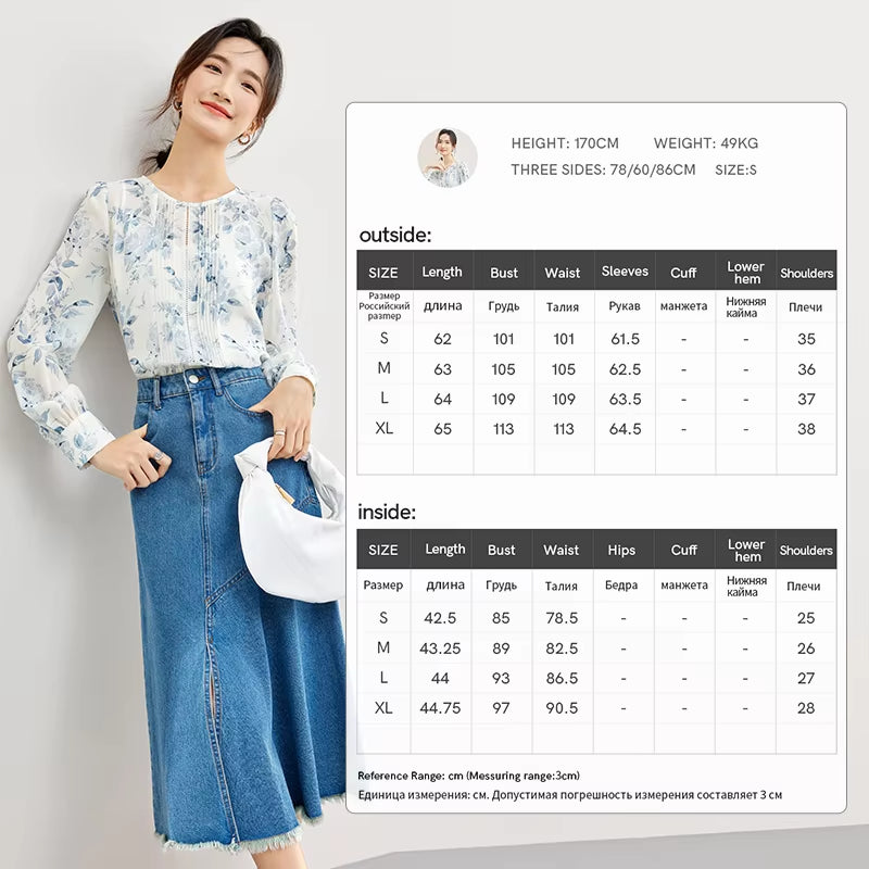 2 Piece Printed Chiffon Blouse and Camisole Top Women 2024 Chinese Style Fashion Hollow Out Straight Shirt 143V57361X