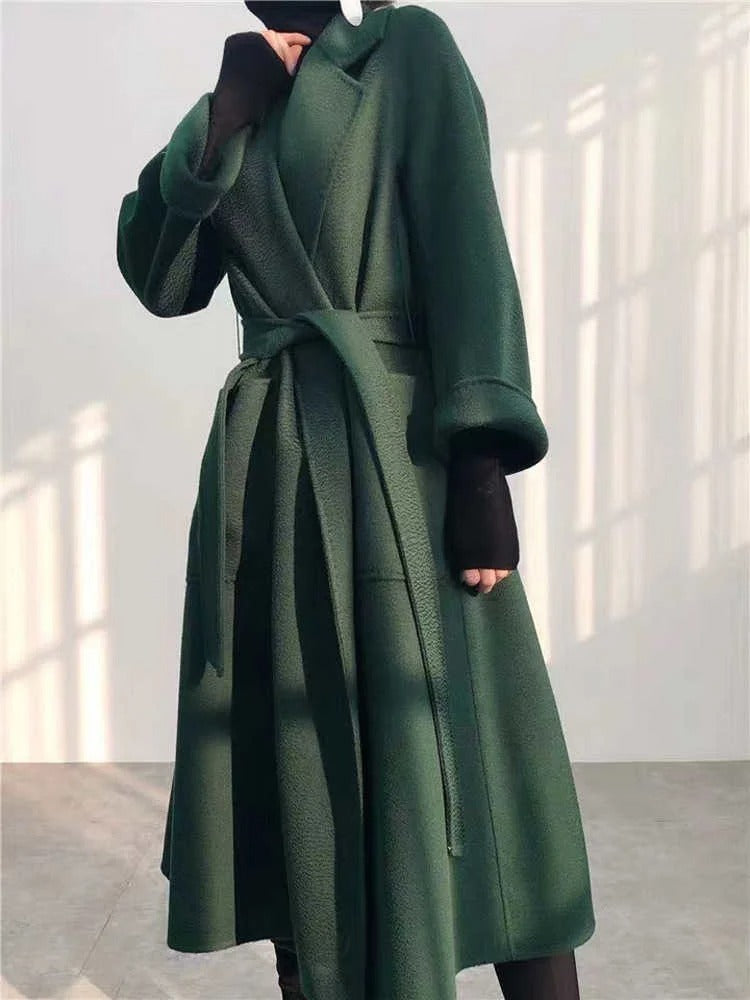 100% Wool Belted Wrap Coat